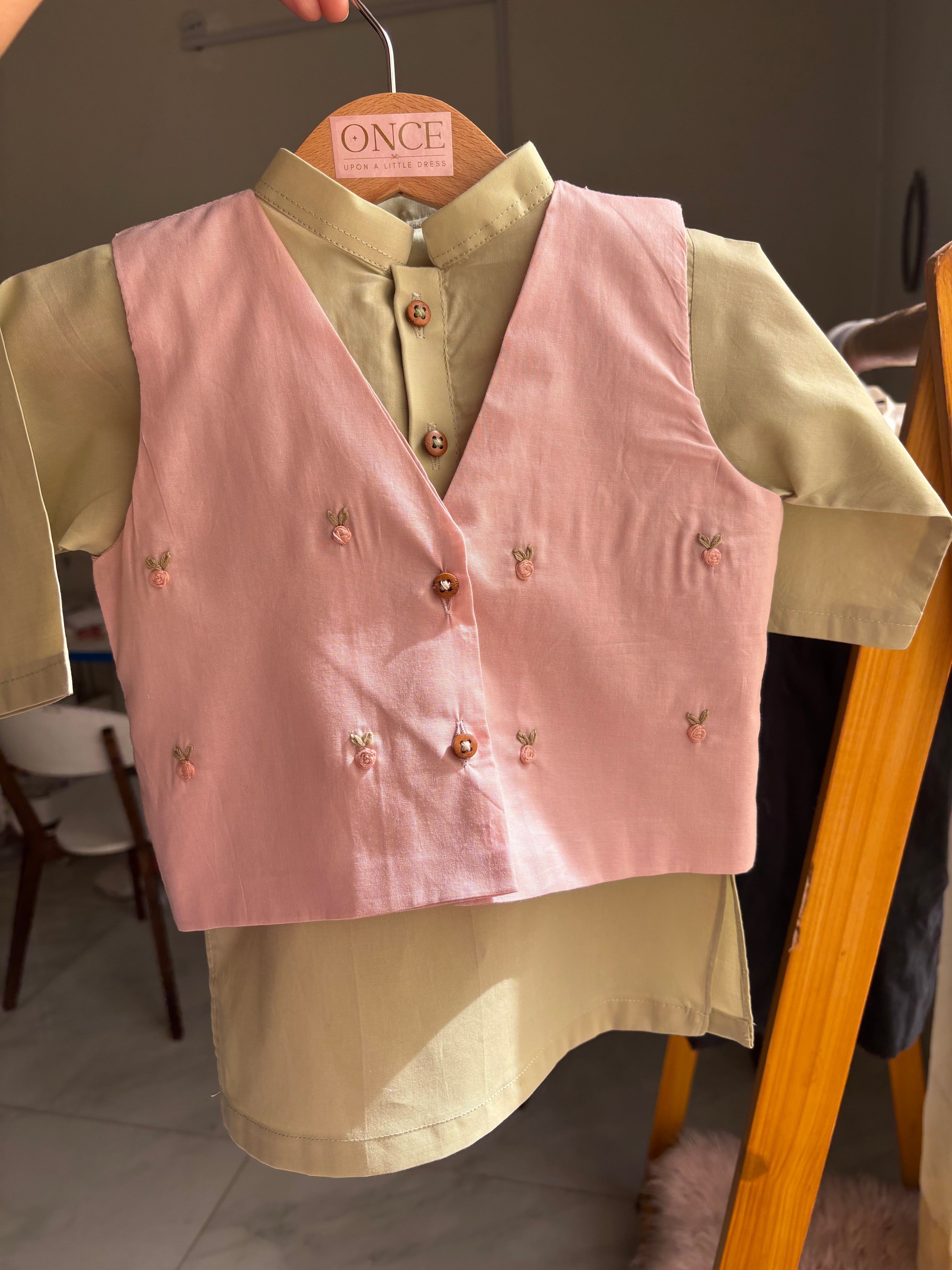 Little Rose Kurta Waistcoat Set