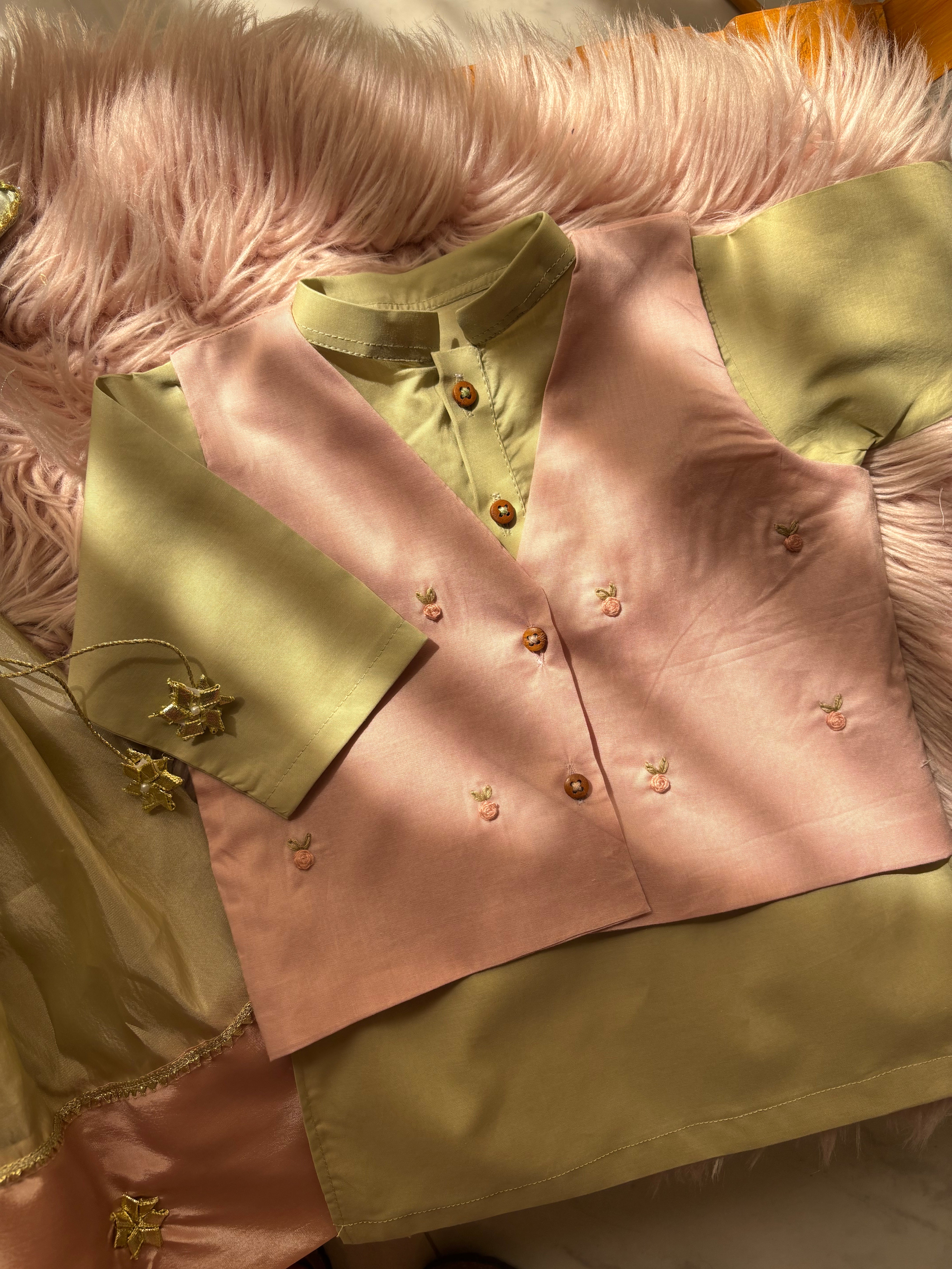 Little Rose Kurta Waistcoat Set