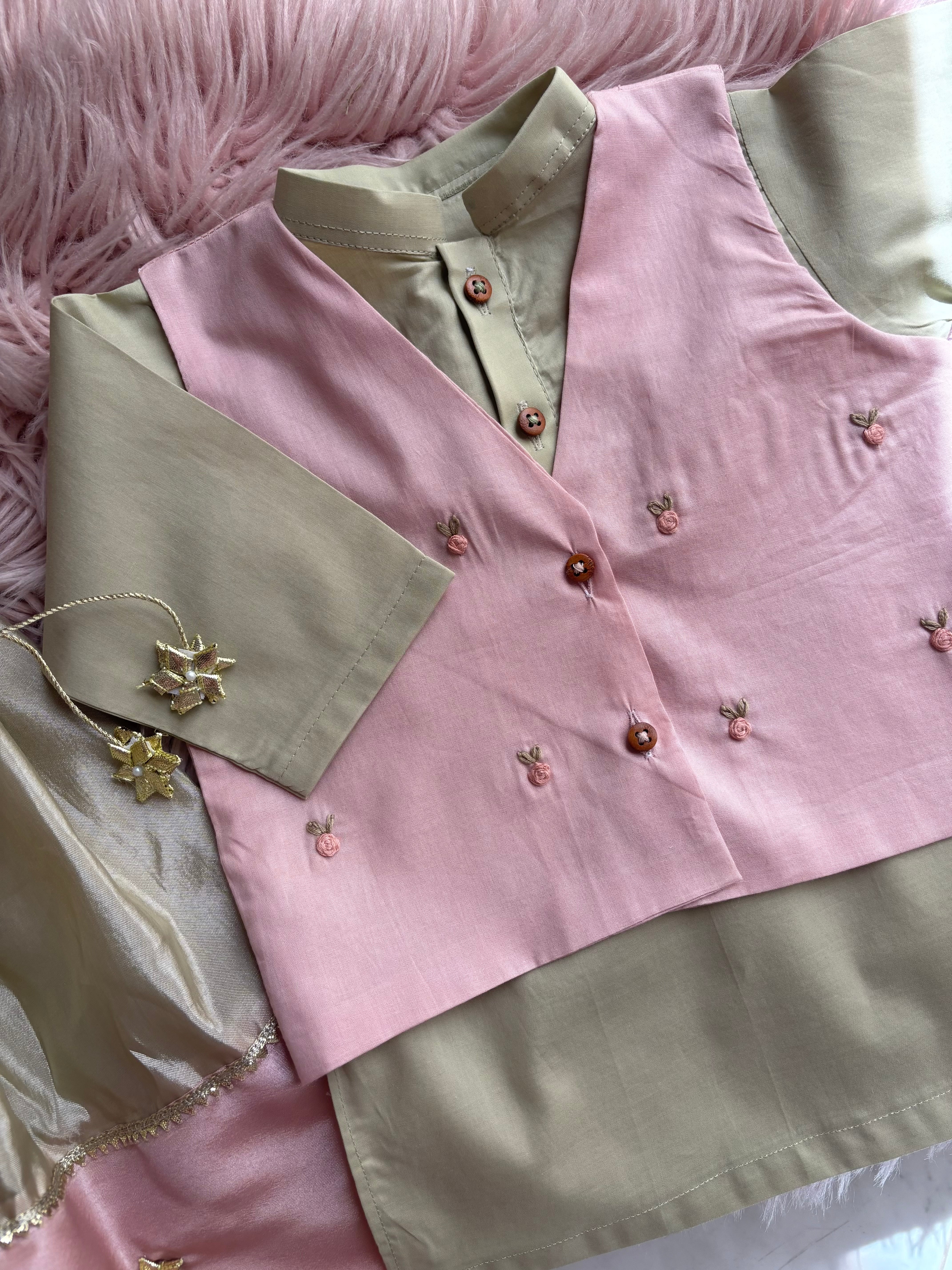 Little Rose Kurta Waistcoat Set
