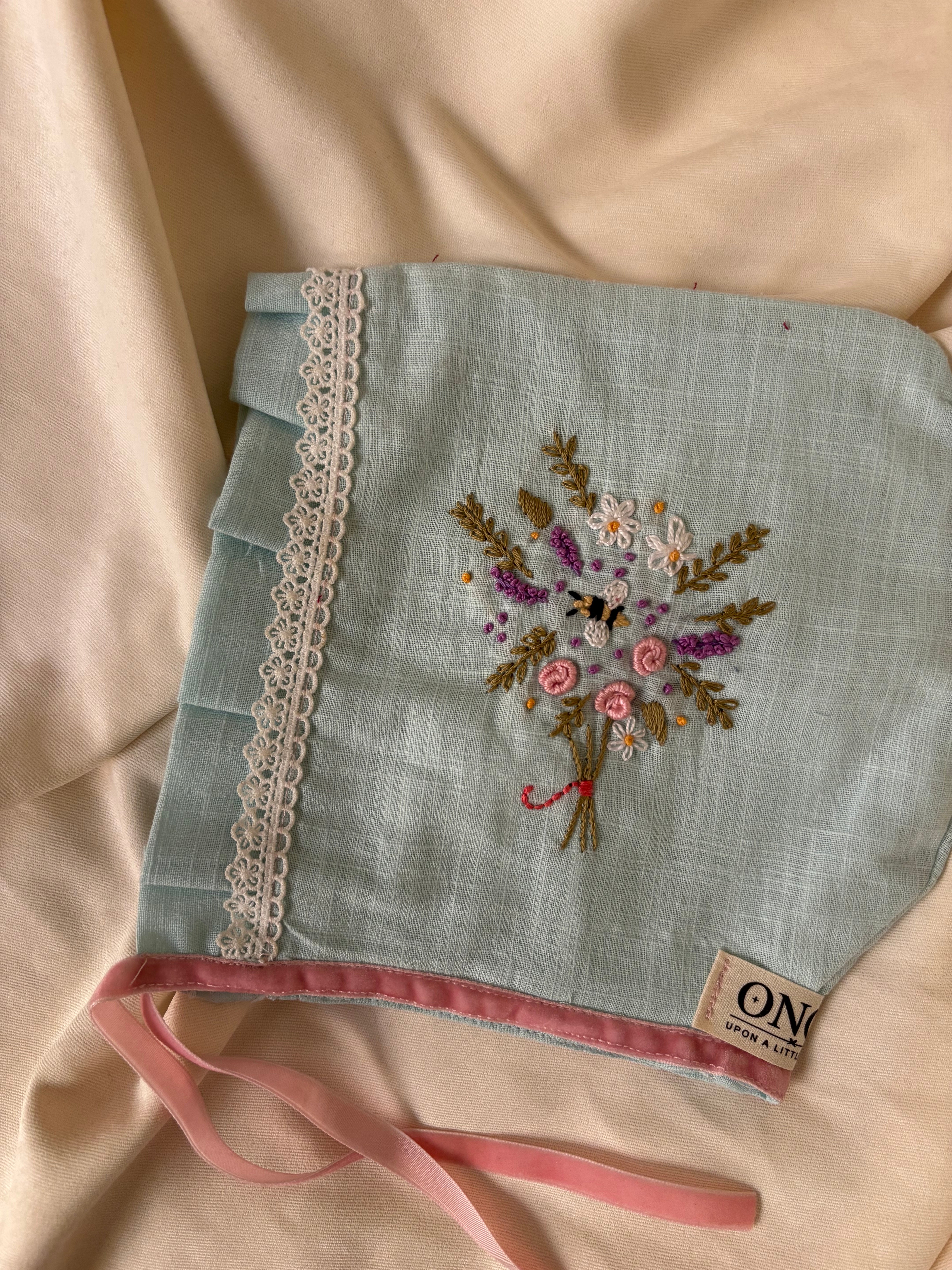 Blue Embroidered Bonnet