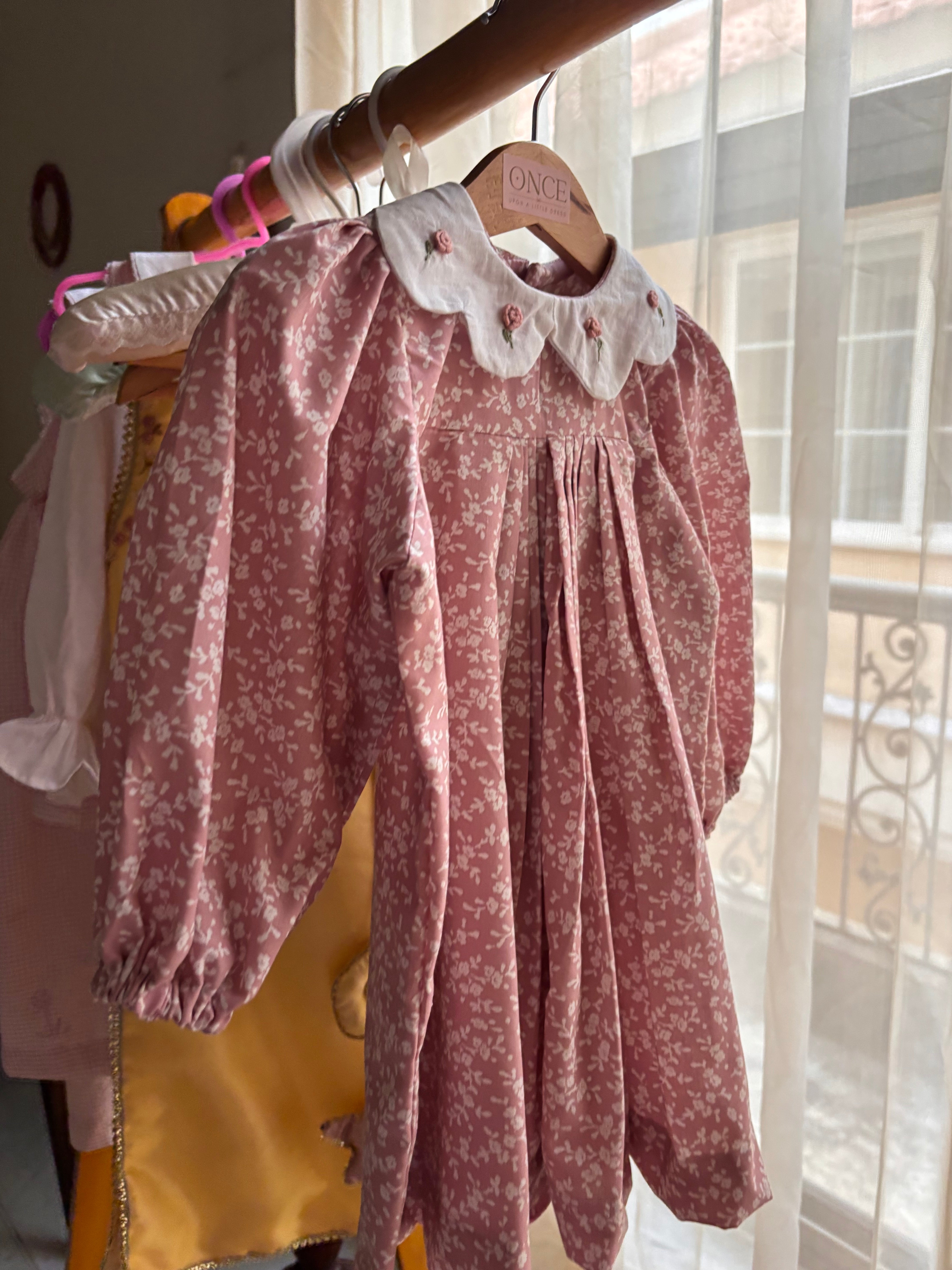 Rose collar dress with sleeves
