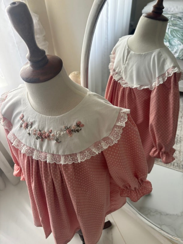 Baby Doll Dress – Pink Polka Dot Corduroy