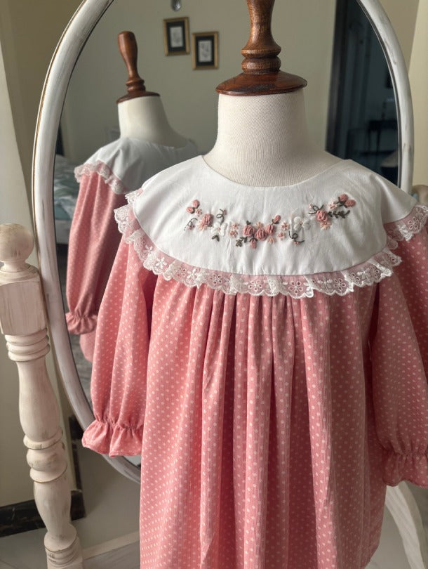 Baby Doll Dress – Pink Polka Dot Corduroy